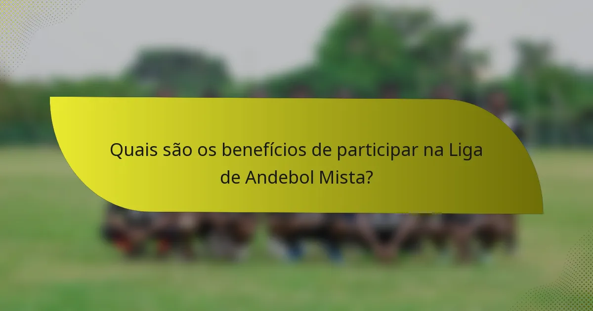 Quais são os benefícios de participar na Liga de Andebol Mista?