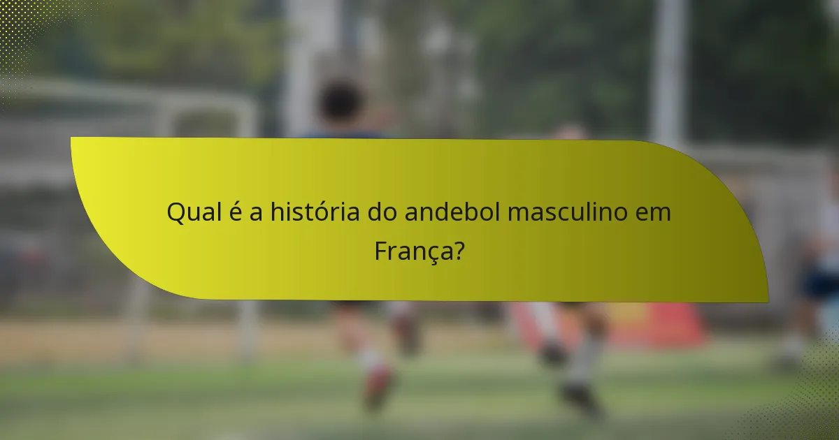 Qual é a história do andebol masculino em França?