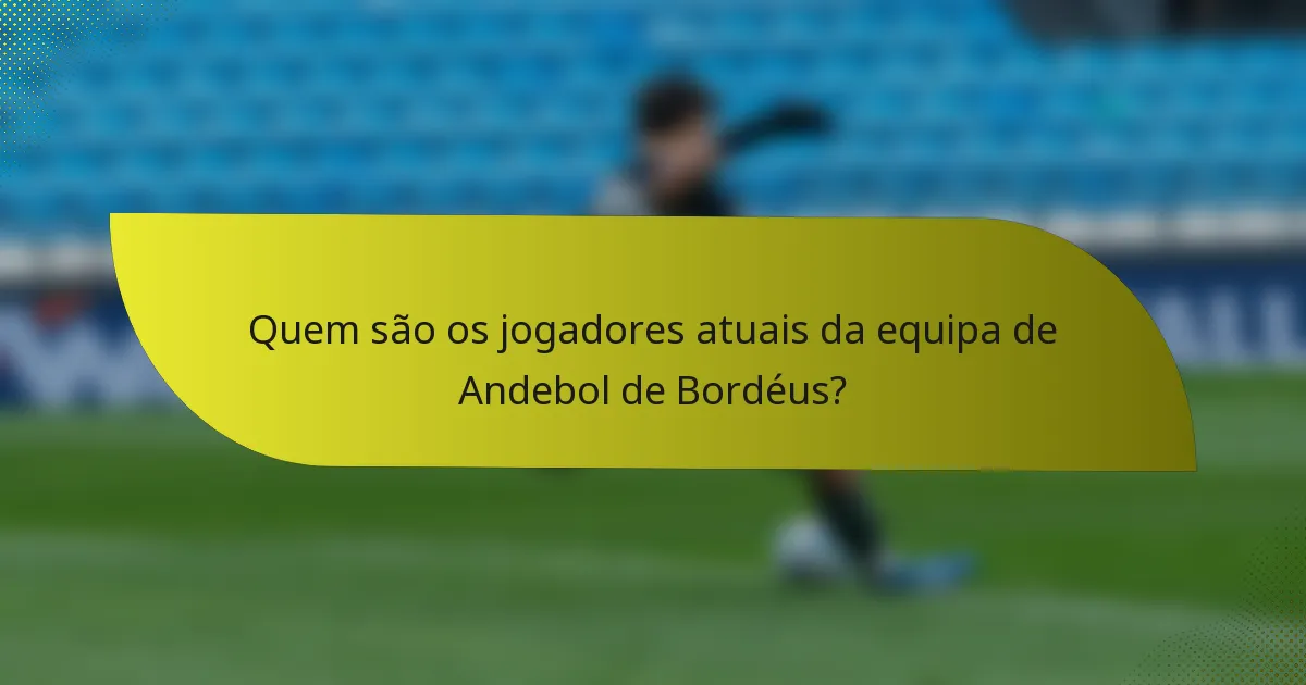Quem são os jogadores atuais da equipa de Andebol de Bordéus?